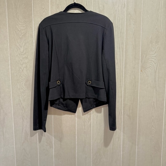 CAbi Black Asymmetrical Blazer, Button and Zipper Detail- L - Picture 4 of 5